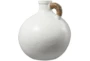 13" White Ceramic Jug Vase With Rattan Wrap Detail - Material