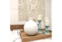 11" White Ceramic Jug Vase With Rattan Wrap Detail - Room