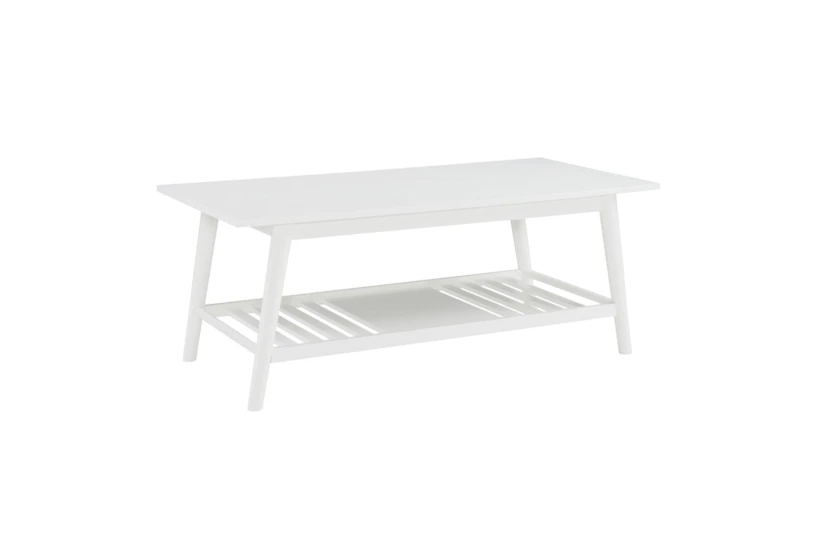 Closse White Rectangle Coffee Table With Storage Shelf - 360