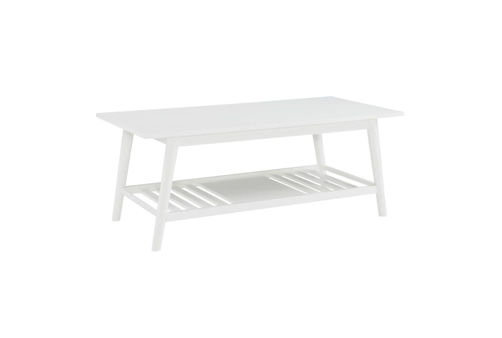 Closse White Rectangle Coffee Table With Storage Shelf
