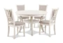 Tamy 47" Distressed White Round Dining Set For 4 - Signature