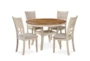 Mitch 47" Two Tone Round Dining With Shelf Set For 4 - Signature
