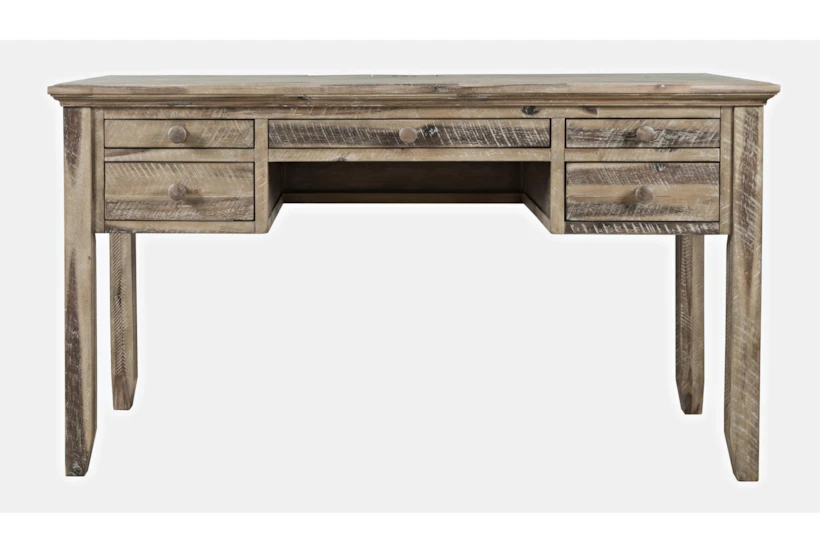 56" Rustic Shores Grey Power Desk With 5 Drawers - 360