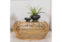 Round Brown Rattan Coffee Table - Room