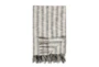 50X70 Natural + Black Woven Stripe Oversized Fringed Throw - Signature