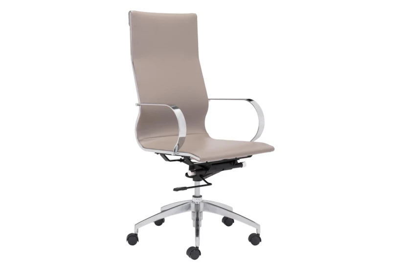 Gaze Taupe Faux Leather High Back Rolling Office Desk Chair - 360