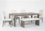 Gigi Modern Grey 80" Dining With Bench + Side Chair Set For 6 - Side