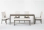 Gigi Modern Grey 80" Dining With Bench + Side Chair Set For 6 - Signature