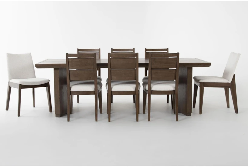 Voyage Brown 94" Trestle Dining With Wood Back + Upholstered Chair Set For 8 By Nate Berkus + Jeremiah Brent - 360