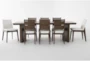 Voyage Brown 94" Trestle Dining With Wood Back + Upholstered Chair Set For 8 By Nate Berkus + Jeremiah Brent - Signature