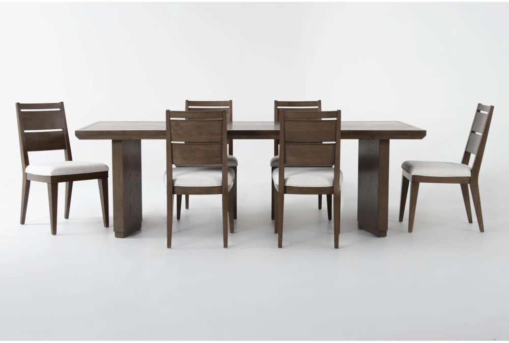 Voyage Brown 94" Trestle Dining With Wood Back Chair Set For 6 By Nate Berkus + Jeremiah Brent
