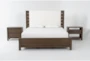 Voyage Brown Queen Wood & Upholstered Panel 3 Piece Bedroom Set With 2-Drawer Nightstand & 1-Drawer Nightstand By Nate Berkus + Jeremiah Brent - Signature