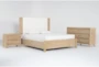 Voyage Natural King Wood & Upholstered Panel 3 Piece Bedroom Set With Dresser & 2-Drawer Nightstand By Nate Berkus + Jeremiah Brent - Signature