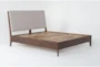 Draper Queen Wood Platform Bed With Upholstered Headboard - Side