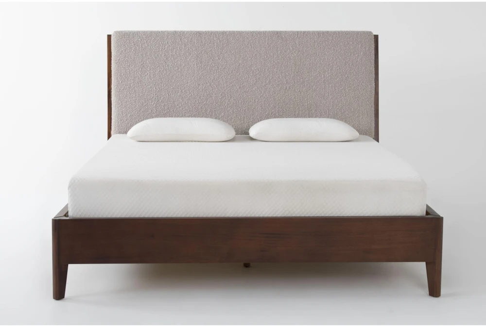 Draper Queen Wood Platform Bed With Upholstered Headboard