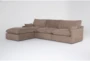 Aaliyah Mink Brown Boucle Fabric Modular 3 Piece Sofa With Ottoman - Side