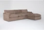 Aaliyah Mink Brown Boucle Fabric Modular 3 Piece Sofa With Ottoman - Signature