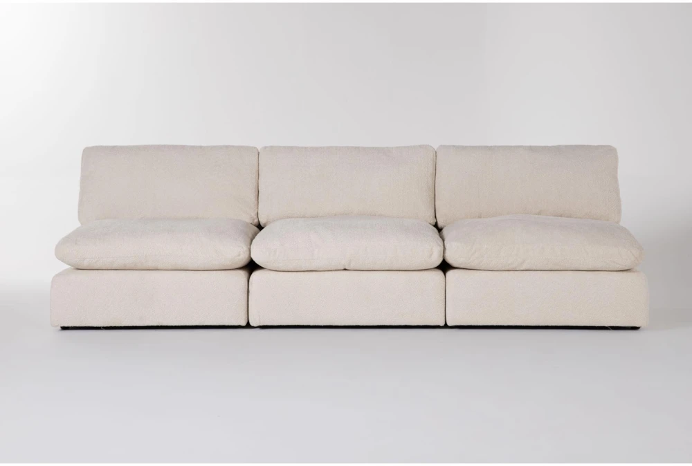 Aaliyah Cream Beige Boucle Fabric Modular 3 Piece Armless Sofa