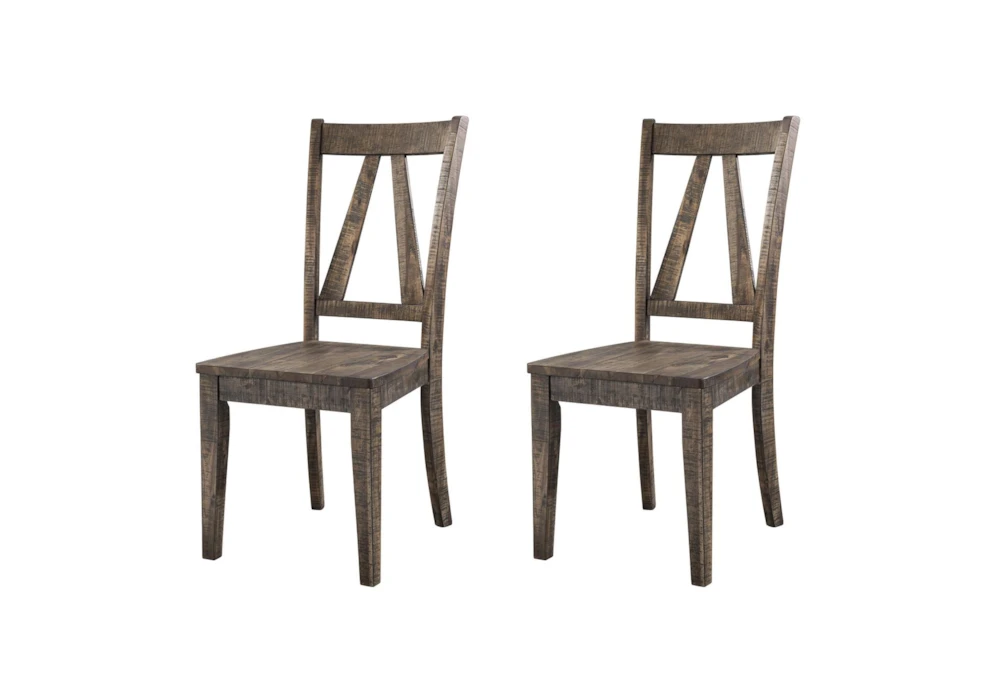 Flay Wooden Fan Back Dining Side Chair Set Of 2