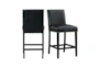 Gian Black Faux Leather Counter Height Stool With Back Set Of 2 - Signature