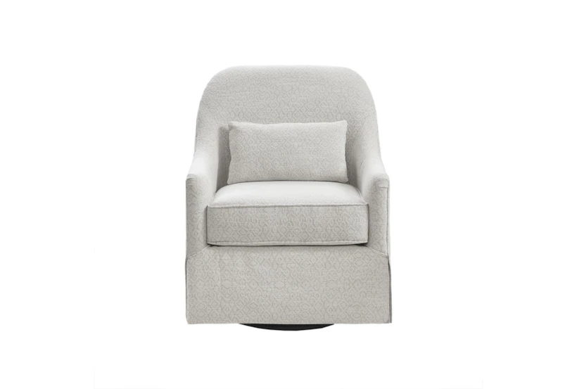 Theo Ivory/Black Fabric Swivel Glider Chair - 360