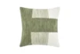 22X22 Green + Ivory Woven Color Block Square Throw Pillow - Signature