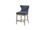 Carrie Navy Wingback Swivel Counter Height Stool - Detail