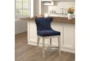 Carrie Navy Wingback Swivel Counter Height Stool - Room