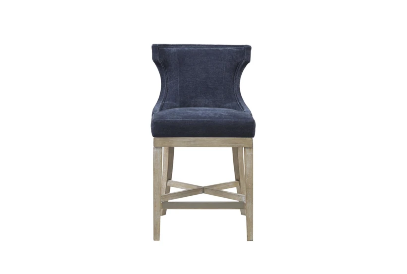 Carrie Navy Wingback Swivel Counter Height Stool - 360