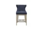 Carrie Navy Wingback Swivel Counter Height Stool - Signature