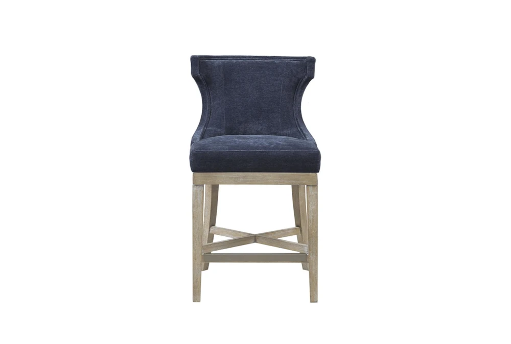 Carrie Navy Wingback Swivel Counter Height Stool