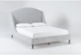 Sienna Grey King Upholstered Shelter Bed With Low Footboard - Side