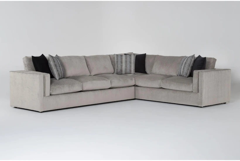 Ora Down II 129" Grey Chenille 2 Piece Sectional With Left Arm Facing Sofa - 360