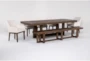 Palazzo Brown Rectangular Wood 106" Dining Table With Bench + Side + Arm Chair Set For 8 - Side