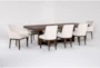 Palazzo Brown Rectangular Wood 106" Dining Table With Side + Arm Chair Set For 8 - Side