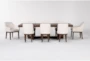 Palazzo Brown Rectangular Wood 106" Dining Table With Side + Arm Chair Set For 8 - Signature