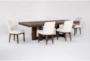 Palazzo Brown Rectangular Wood 106" Dining Table With Side Chair Set For 6 - Side