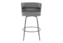 Chi 26" Counter Height Stool With Swivel In Black Metal And Light Grey Upholstered With Round Black Metal Footrest Set Of 2 - Front