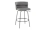 Chi 26" Counter Height Stool With Swivel In Black Metal And Light Grey Upholstered With Round Black Metal Footrest Set Of 2 - Signature