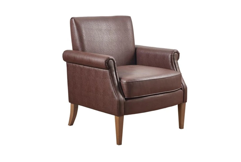 Annika Brown Faux Leather Arm Chair - 360
