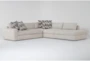 York Modular 131" Fabric Beige Microfiber 5 Piece Sectional With Right Facing Bumper Chaise - Signature