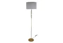 62" Clear Crystal Cylinder + Antique Brass Floor Lamp - Signature