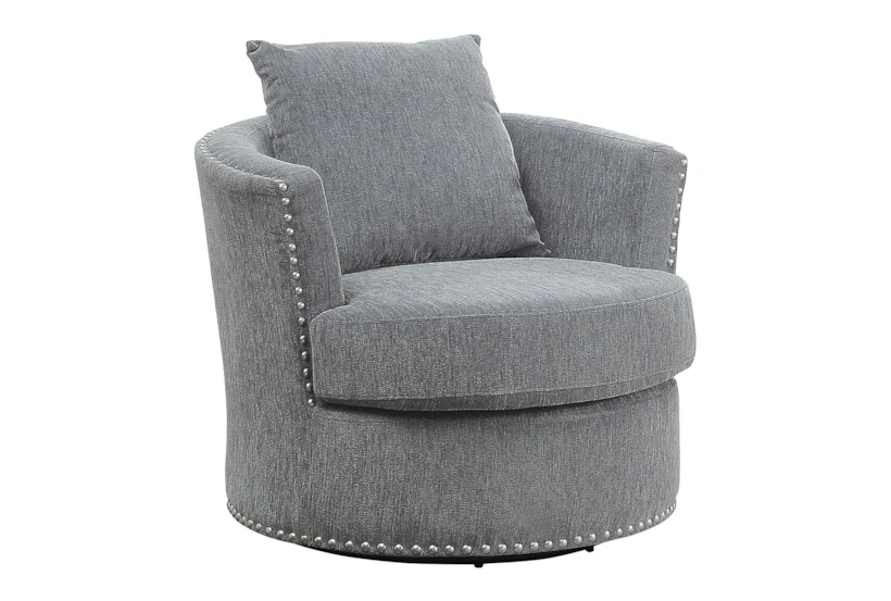 Lennon Grey Fabric Swivel Barrel Chair - 360