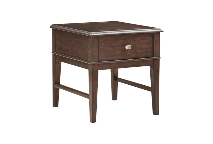 23" Modern Brown Wood End Table W/Storage - 360