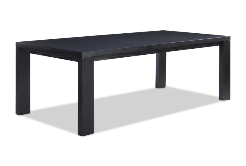Poppy Black Wood Rectangular Black 72-90" Extendable Dining Table - 360
