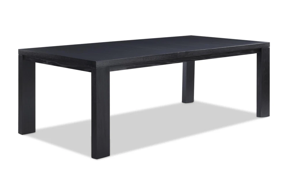Poppy Black Wood Rectangular Black 72-90" Extendable Dining Table
