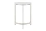 19" White + Silver Marble Aluminum Round End Table - Back