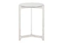 19" White + Silver Marble Aluminum Round End Table - Front