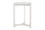 19" White + Silver Marble Aluminum Round End Table - Side