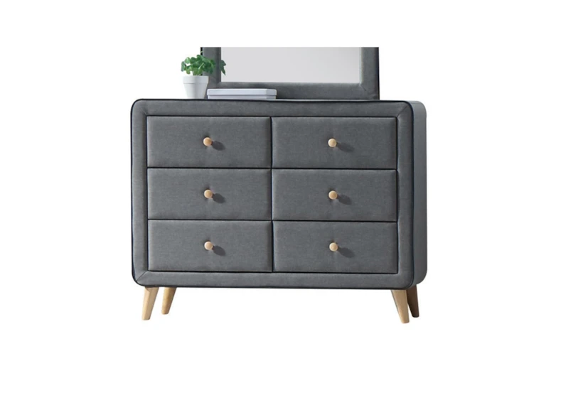 Vienna Grey Upholstered 6-Drawer Dresser - 360